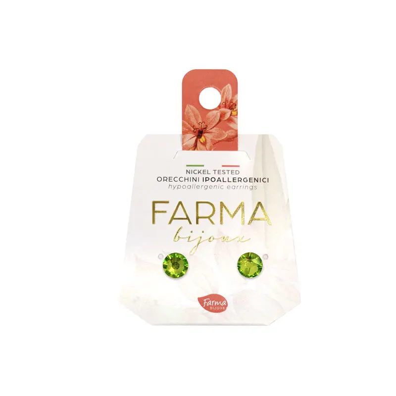 Farma Bijoux Υποαλλεργικά Σκουλαρίκια Κρύσταλλα Πράσινο Ανοιχτό 6,3mm (BE58C05)