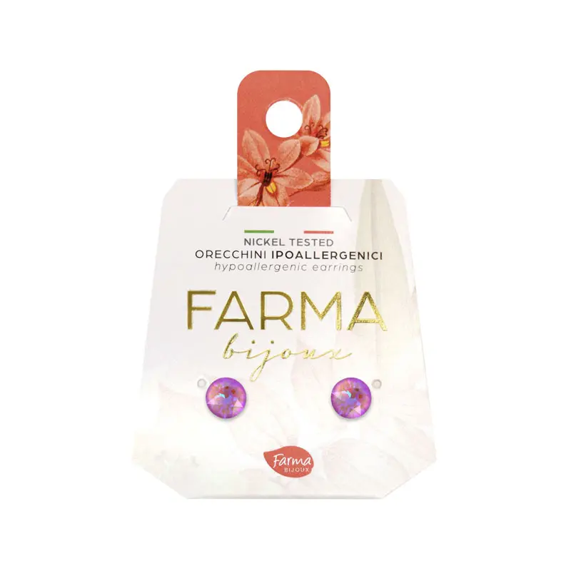Farma Bijoux Υποαλλεργικά Σκουλαρίκια Κρύσταλλα Ροζ 6,2mm (BE65C112D)