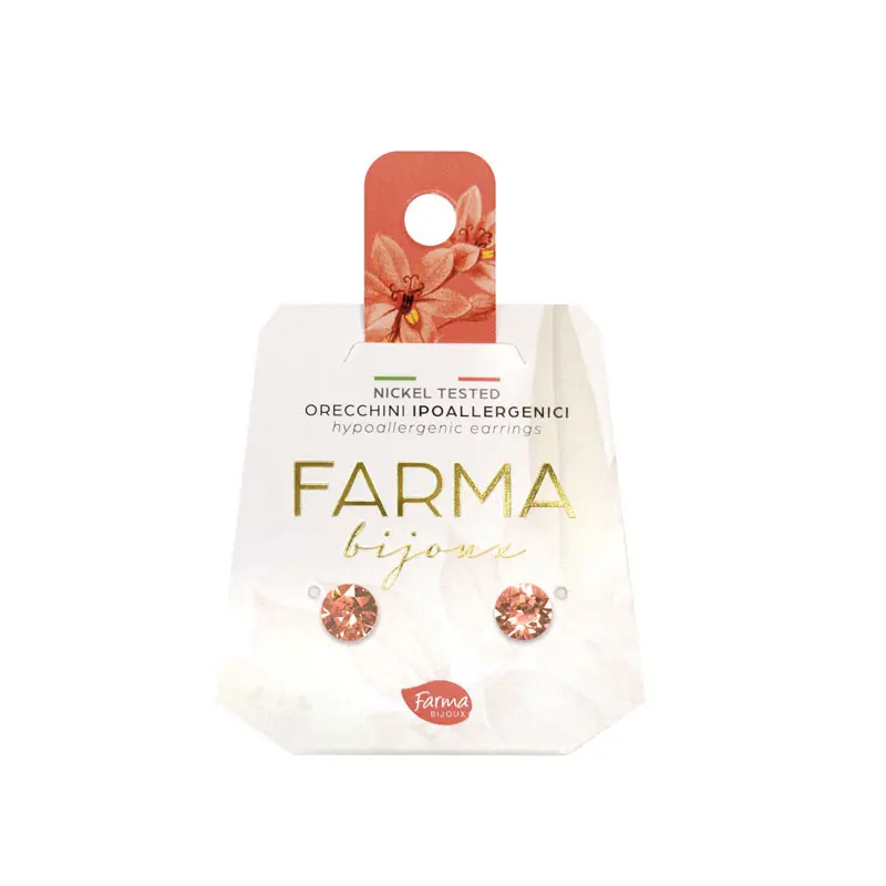 Farma Bijoux Υποαλλεργικά Σκουλαρίκια Κρύσταλλα Ροδακινί 6,2mm (BE65C314)