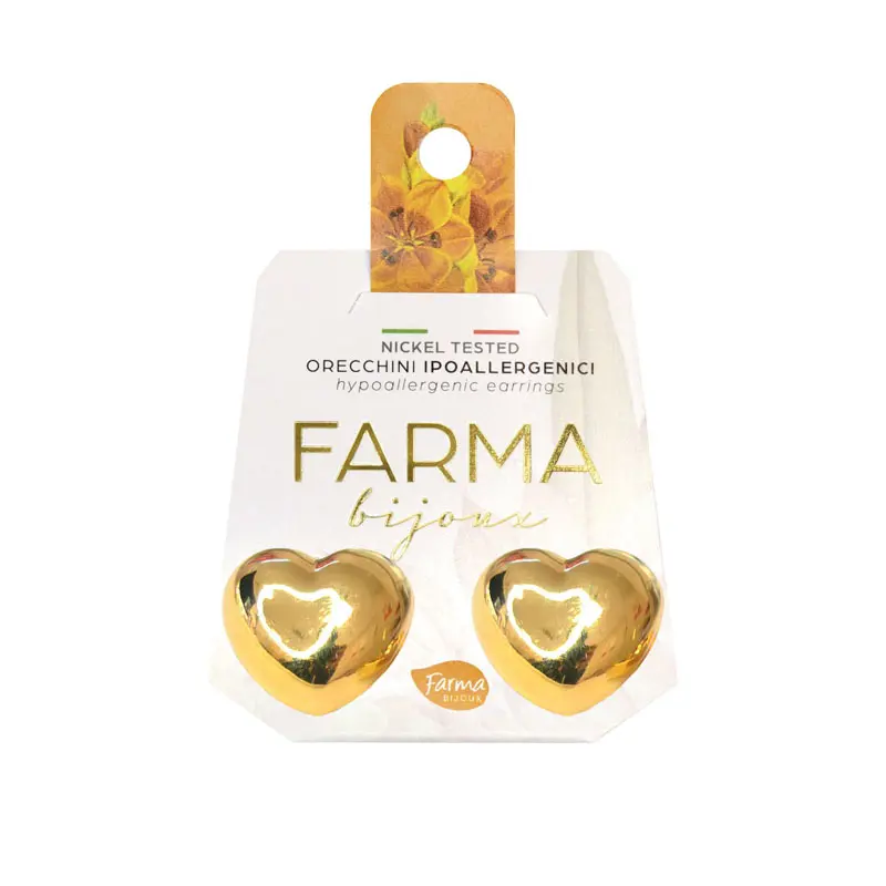 Farma Bijoux Υποαλλεργικά Σκουλαρίκια Επιχρυσωμένες Καρδιές 20mm (BEG003)