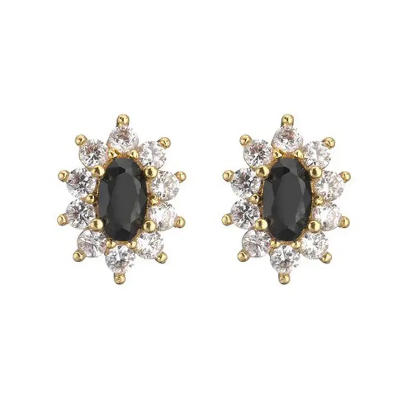 Dezlen Σκουλαρίκια με zircon και χρυσό black, EA515