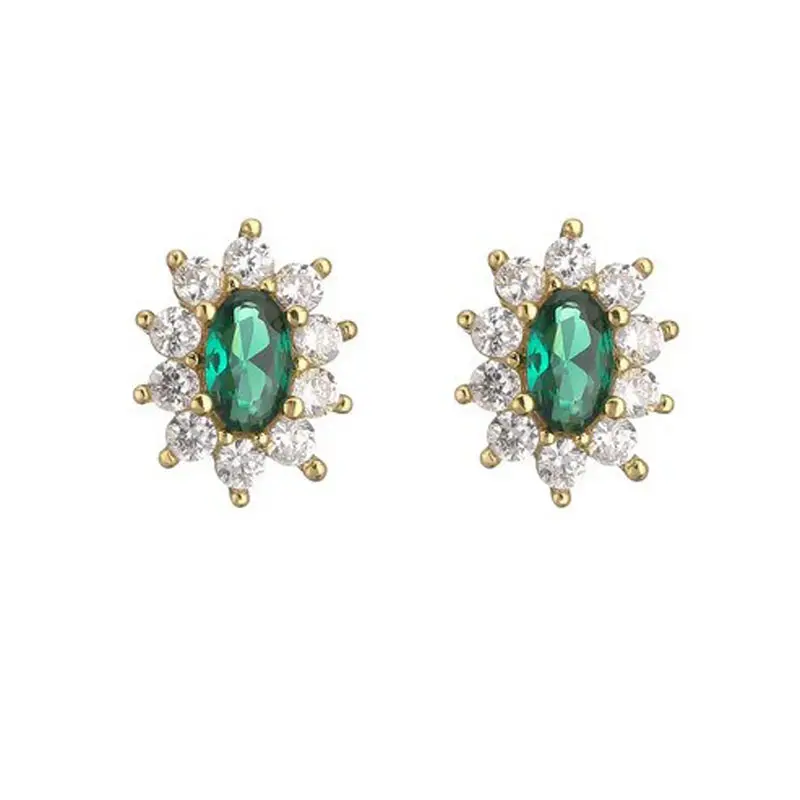 Dezlen Σκουλαρίκια με zircon και χρυσό green, EA515