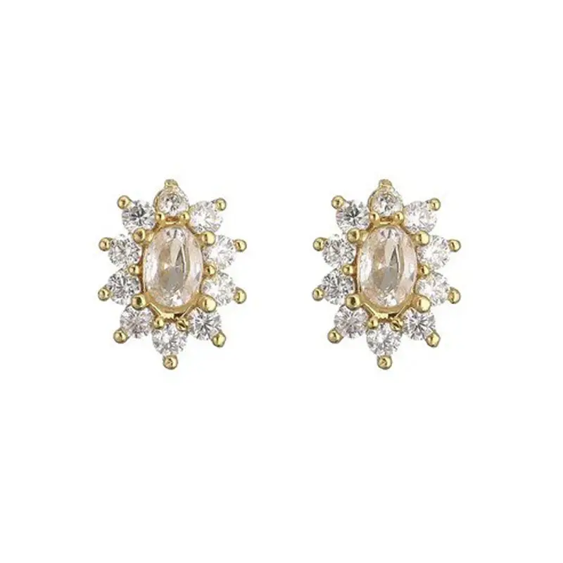 Dezlen Σκουλαρίκια με zircon και χρυσό white, EA515