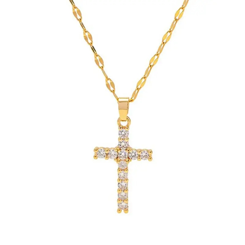 Dezlen Κολιέ σταυρός με zircon NE380