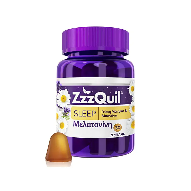 ZzzQuil NATURA Συμπλήρωμα διατροφής με Μελατονίνη με γεύση μάνγκο μπανάνα, 30 ζελεδ.