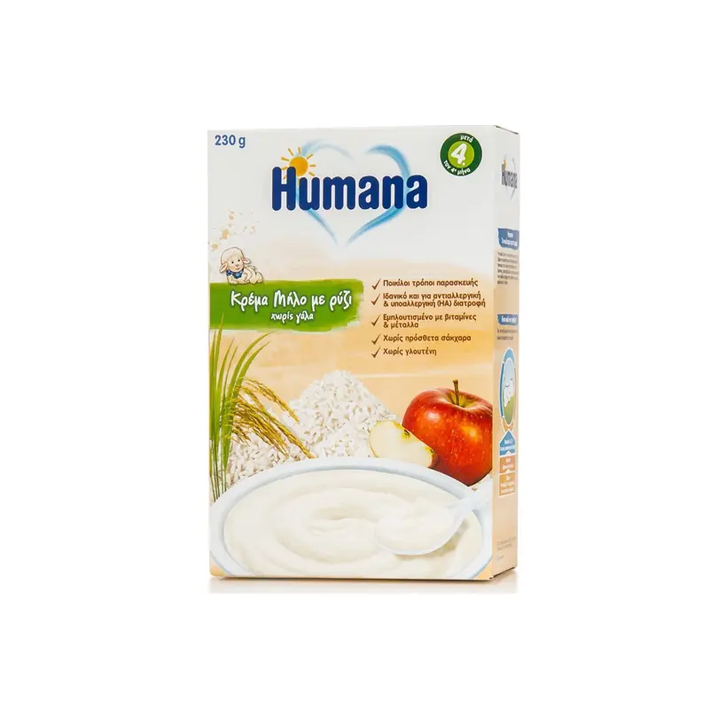 Humana Κρέμα Μήλο με Ρύζι, χωρίς γάλα, 230gr