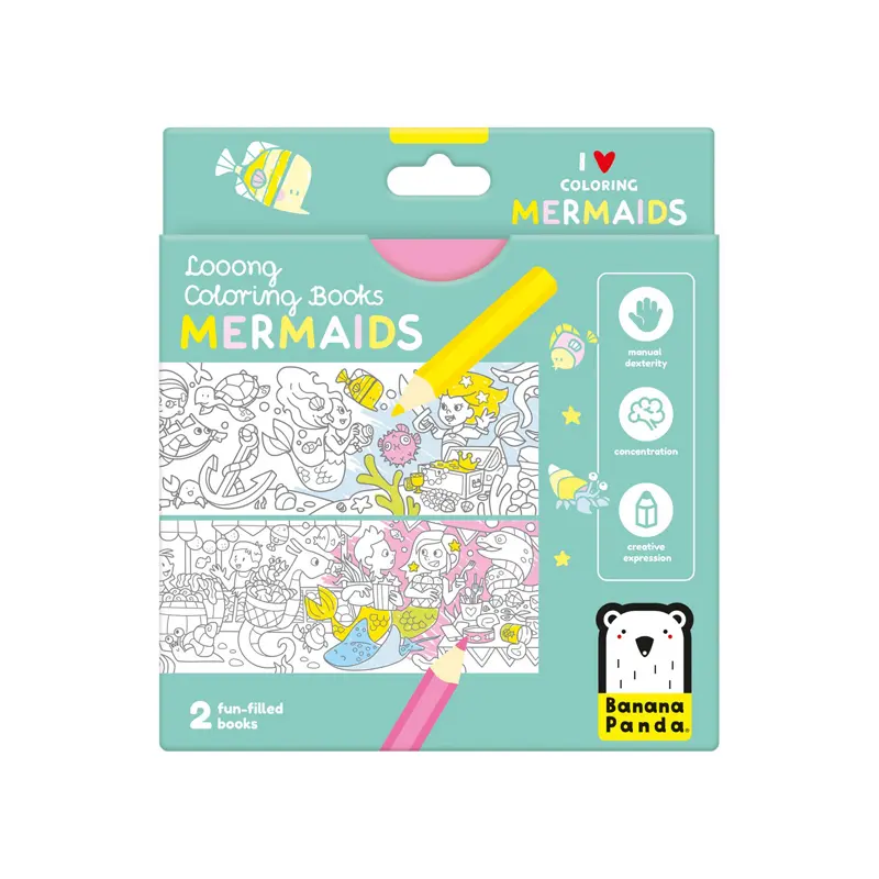 Banana Panda Looong Coloring Books – I Love Coloring Mermaids, 4+