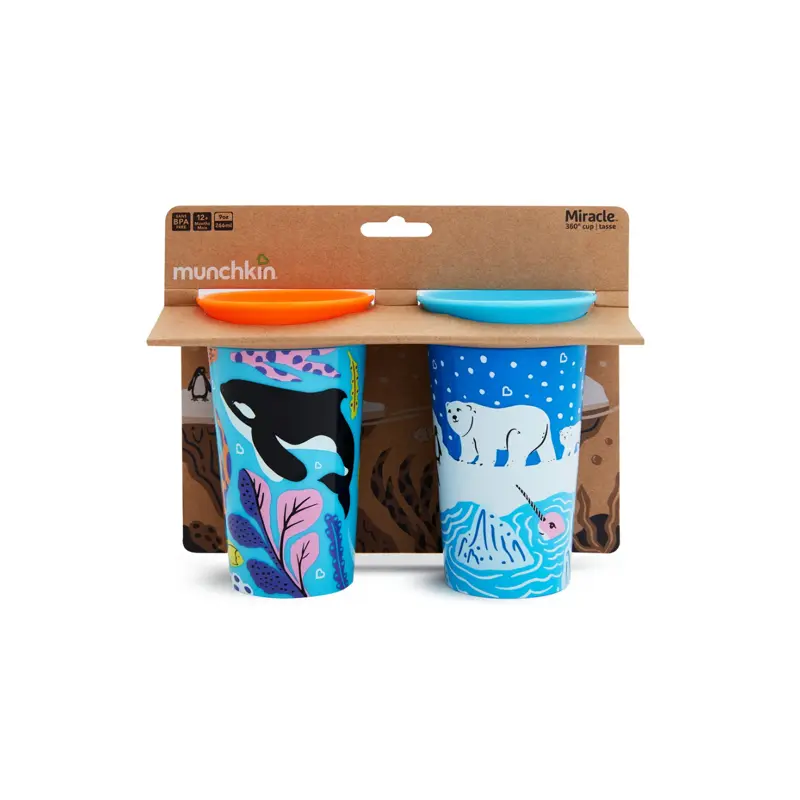 Munchkin Miracle Sippy Cup 266ml, 2 τεμάχια Polar Bear/Orca