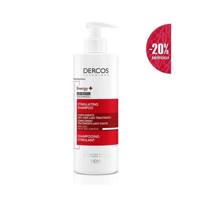 Vichy Dercos Energy+, Δυναμωτικό Σαμπουάν κατά τις τριχόπτωσης με Aminexil και Νιασιναμίδη, 400ml