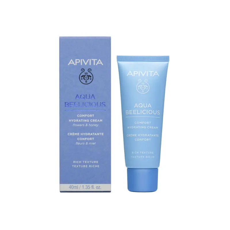 Apivita Aqua Beelicious Comfort Hydrating Cream, Απαλή Κρέμα Ενυδάτωσης Πλούσιας υφής, 40ml