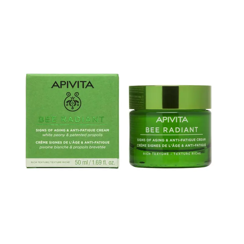 Apivita Bee Radiant, Κρέμα για Σημάδια Γήρανσης & Ξεκούραστη Όψη - Πλούσια Υφή, 50ml