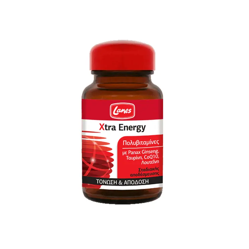 Lanes Πολυβιταμίνες Xtra Energy, Συμπλήρωμα διατροφής για ενέργεια, τόνωση και πνευματική διαύγεια, 30 ταμπλέτες