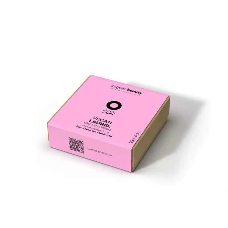 Aegean Beauty Vegan Laurel Solid, Σαμπουάν χειροποίητο με έλαιο από 100% βιολογική δάφνη, 25gr