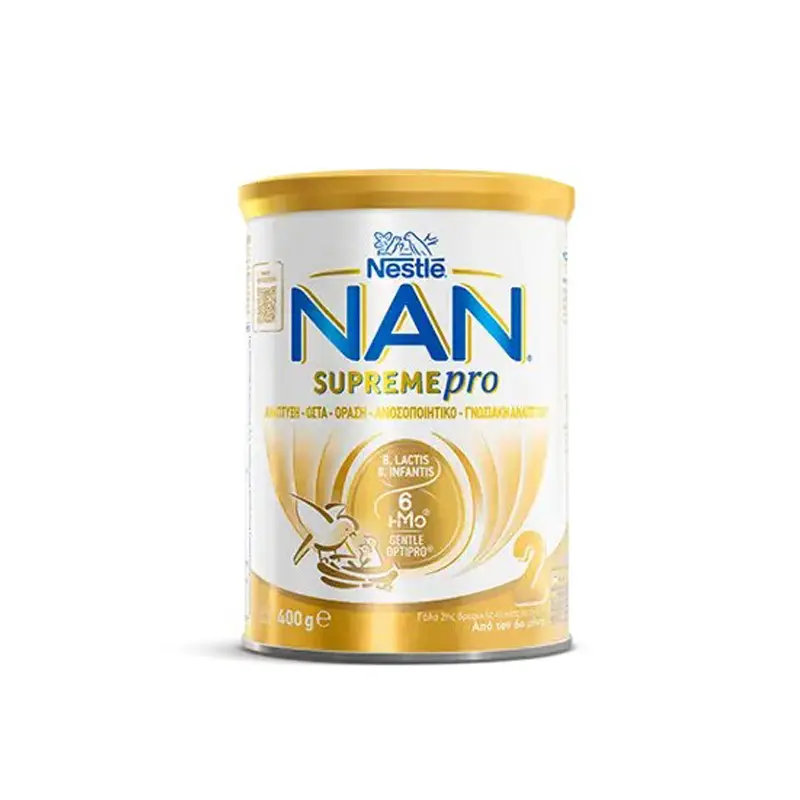 Nan SupremePro 2, Γάλα δεύτερης βρεφικής ηλικίας  σε σκόνη με 6 ΗΜΟ, ενεργές καλλιέργειες Β. Infantis & B. Lactis και Gentle OPTIPRO πρωτεΐνη , 400gr