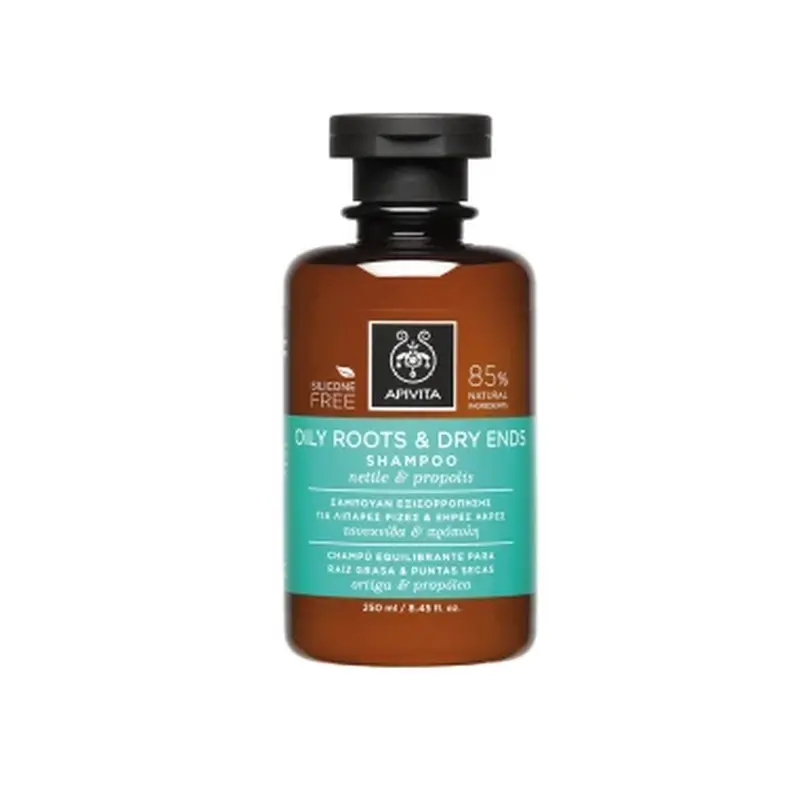 Apivita Shampoo Oily Roots Dry Ends, Σαμπουάν για Λιπαρές Ρίζες και Ξηρές Άκρες με Τσουκνίδα & Πρόπολη, 250ml