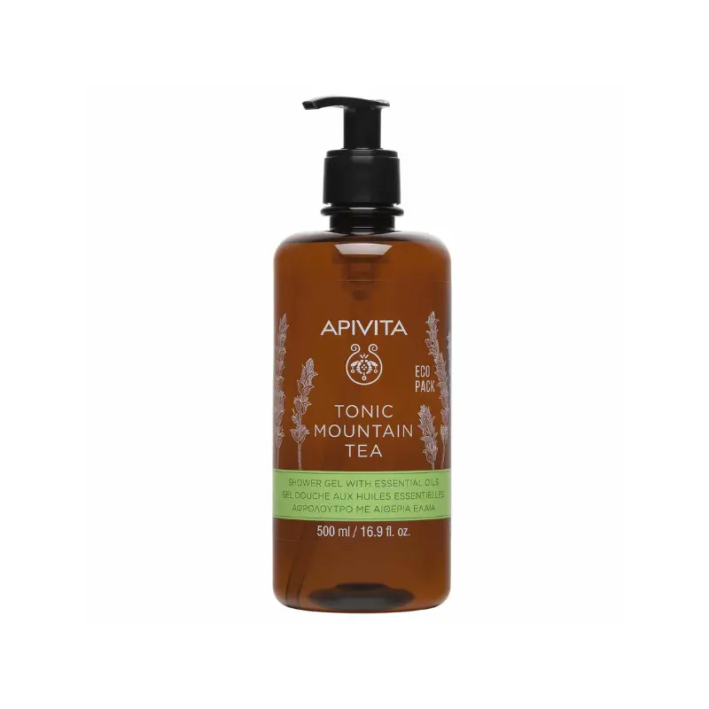 Apivita Shower Gel Mountain Tea, Τονωτικό Αφρόλουτρο με Τσάι του Βουνού, 500ml