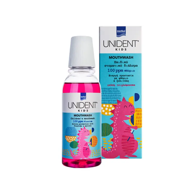 Unident kids mouthwash, Φθοριούχο στοματικό διάλυμα για την φροντίδα των παιδικών δοντιών, 250ml