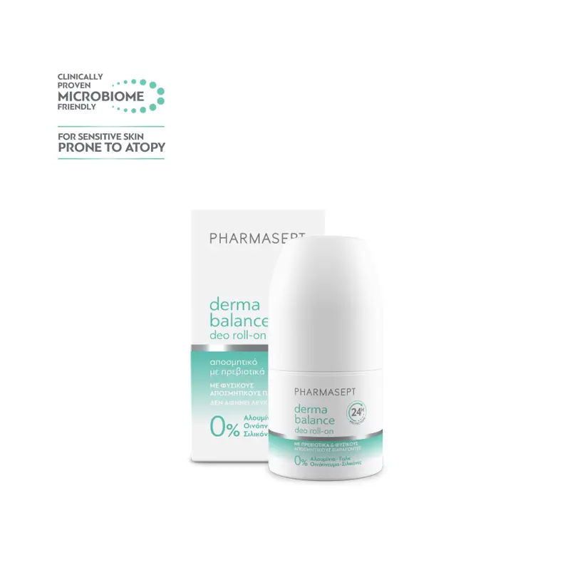 Pharmasept Derma Balance Deo Roll-On, Αποσμητικό roll-on με πρεβιοτικά και φυσικούς αποσμητικούς παράγοντες, 50ml