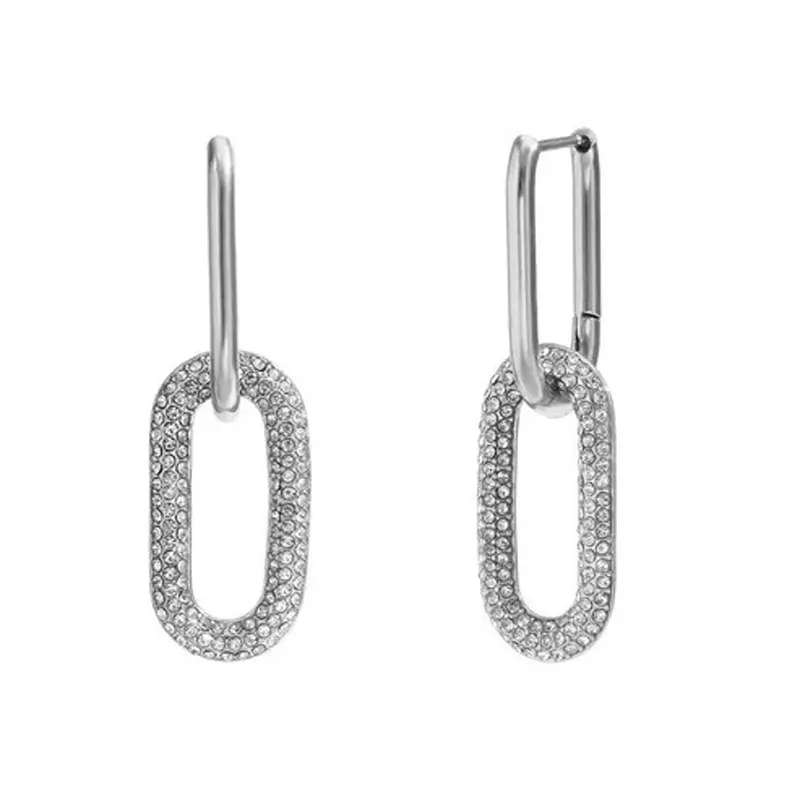 Dezlen Σκουλαρίκια ασημένια ατσάλι με zircon, EA436