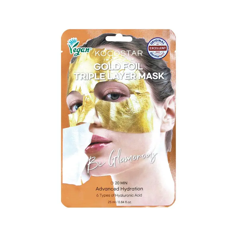 Kocostar Gold Foil Triple Layer Mask, Για ενυδάτωση που διαρκεί, 1 τεμάχιο