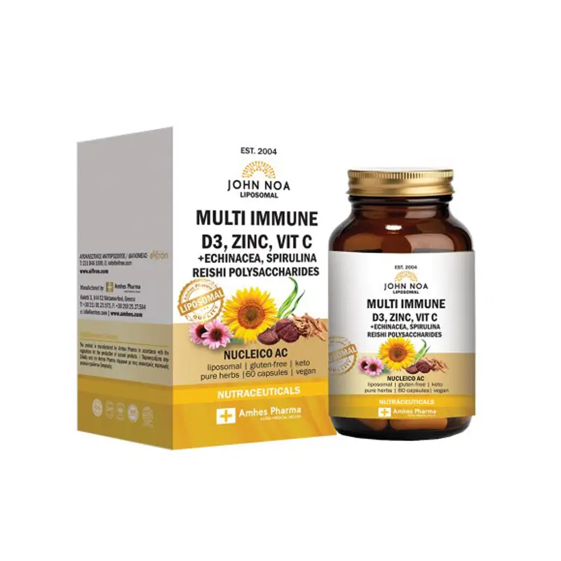 John Noa Multi Immune D3, Zinc, Vitamin C, Λιποσωμιακή Φόρμουλα που ενισχύει το ανοσοποιητικό σύστημα, 60 caps