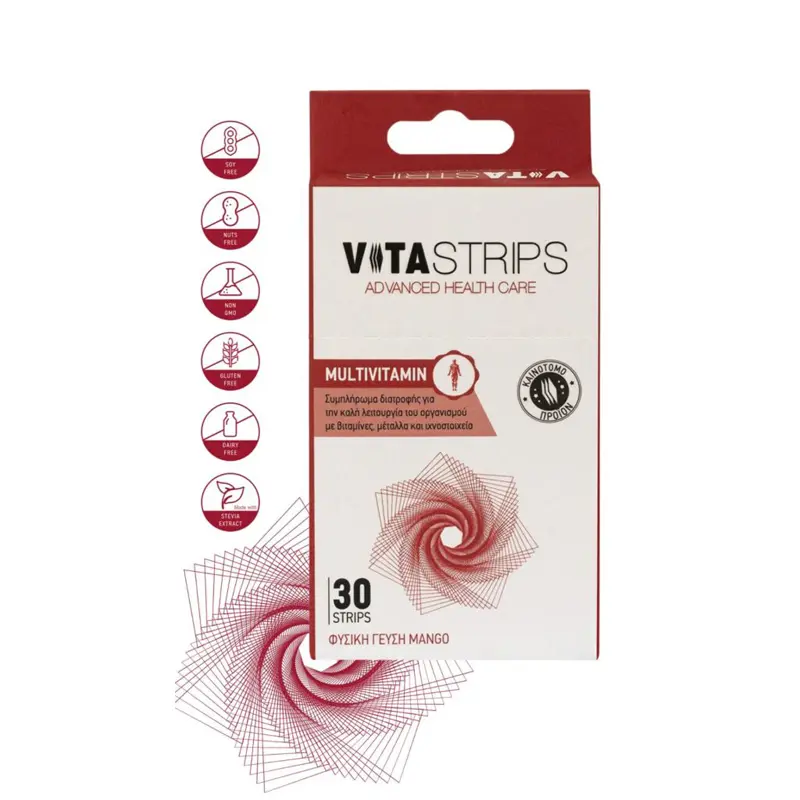 Vitastrips Multivitamin, για καλύτερη λειτουργία του οργανισμού, με φυσική γεύση mango, 30 strips