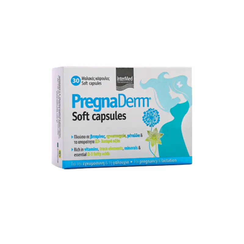 Pregnaderm Soft Capsules,Ειδικά σχεδιασμένο για την περίοδο της εγκυμοσύνης & της γαλουχίας, 30 μαλακές κάψουλες