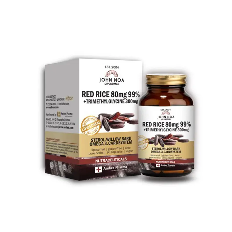 John Noa Red Rice 80 mg 99% Λιποσωμιακή Φόρμουλα για την υποστήριξη της καρδιαγγειακής υγείας, 30 caps
