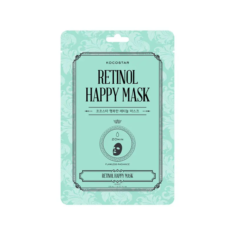 Kocostar Retinol Happy Mask, Μάσκα προσώπου με ρετινόλη για λεία και λαμπερή επιδερμίδα, 1 τεμάχιο