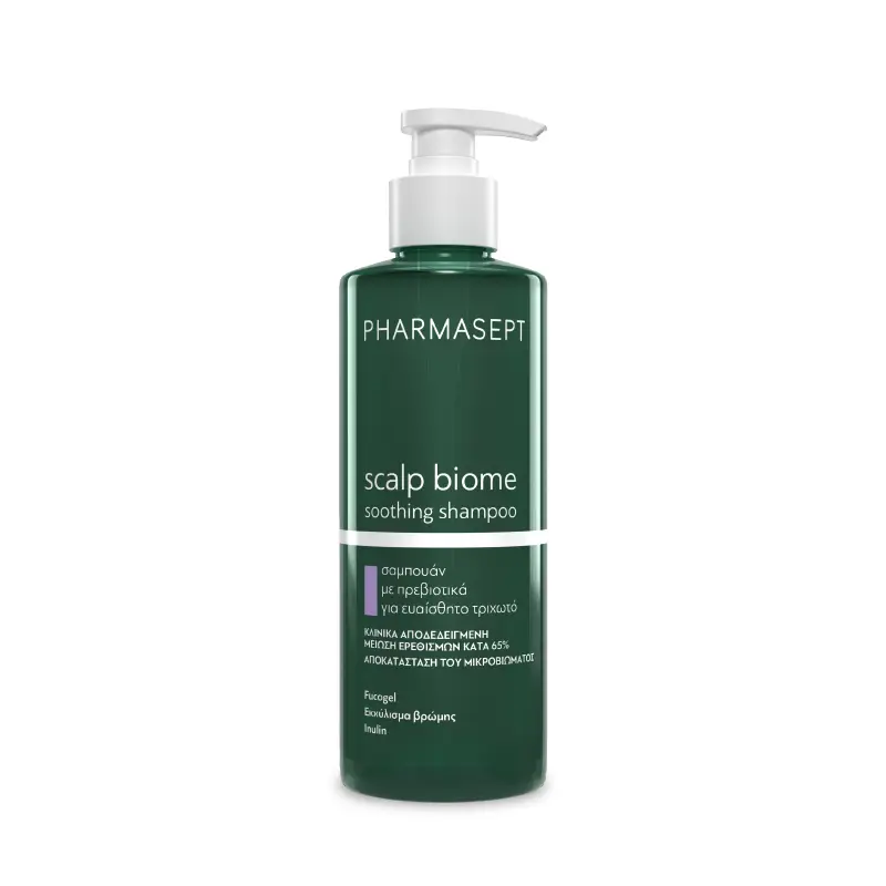 Pharmasept Scalp Biome Soothing Shampoo, Σαμπουάν νέας γενιάς με πρεβιοτικά, για το ευαίσθητο τριχωτό της κεφαλής, 400ml