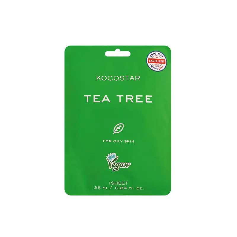 Kocostar Tea Tree Face Mask, Απαλή φροντίδα και τόνωση για λιπαρές επιδερμίδες, 1 τεμάχιο