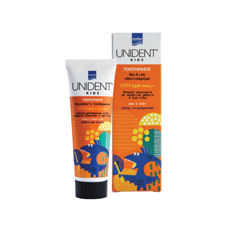 Unident kids toothpaste 1000 ppm, Φθοριούχος οδοντόκρεμα για την φροντίδα των παιδικών δοντιών, 50ml