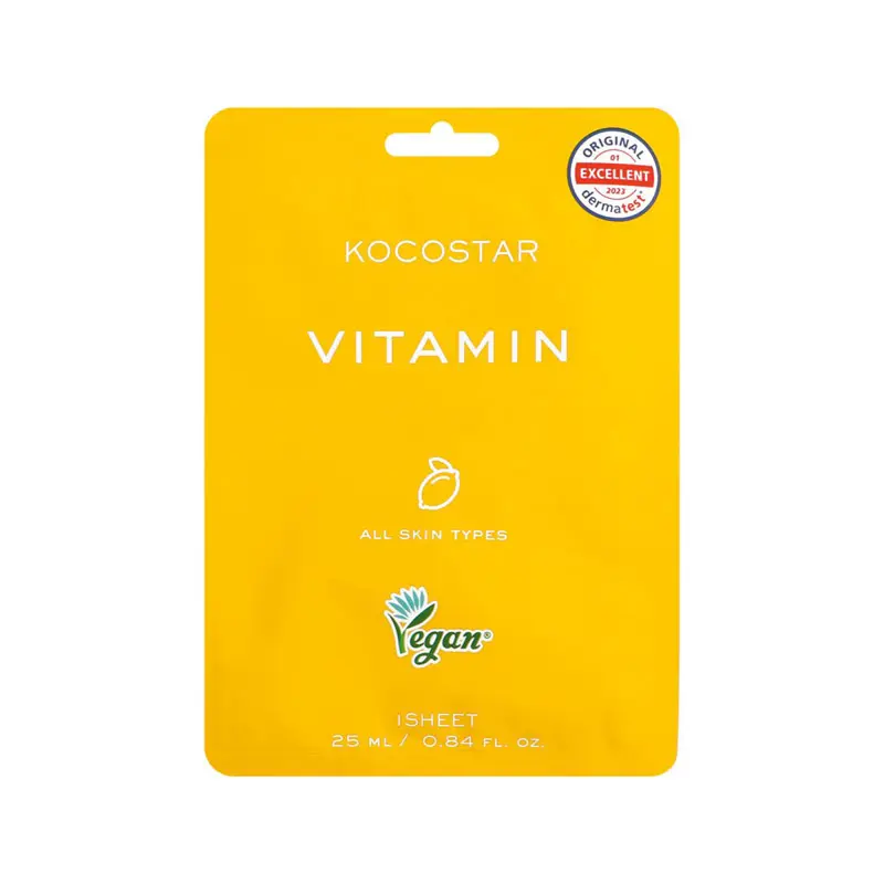 Kocostar Vitamin Face Mask, Αντιοξειδωτική και λευκαντική δράση για όλους τους τύπους δέρματος, 1 τεμάχιο