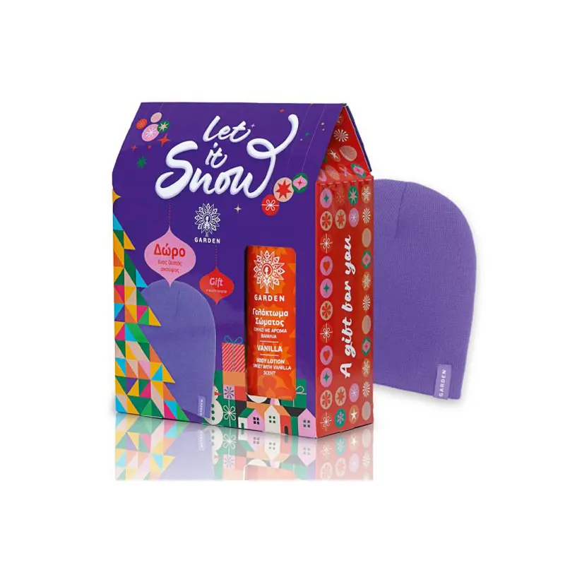 Garden Let It Snow Festive Set, Vanilla Body Lotion 500ml & Purple Beanie, Εορταστικό Σετ Περιποίησης Σώματος