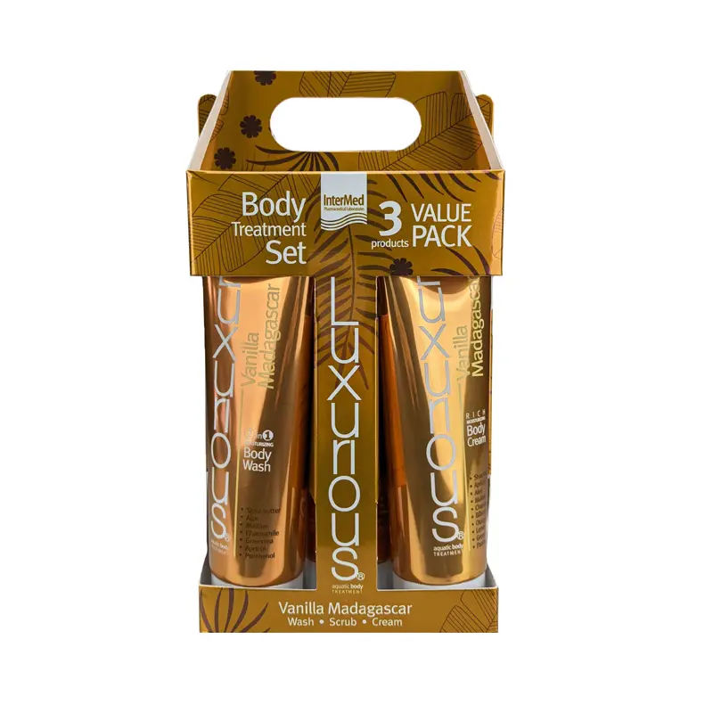 Luxurious Body Treatment Set Vanilla Mdagascar, Αφρόλουτρο, Body Scrub & Body Cream, 3x280ml