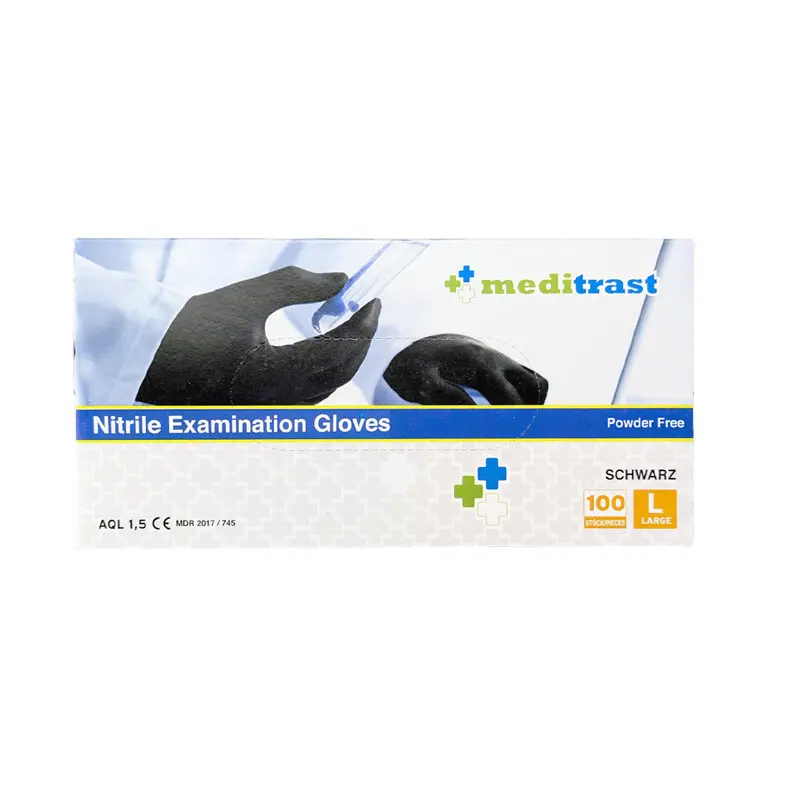 Meditrast Powder Free Nitrile Examination Gloves Black, Εξεταστικά Μαύρα Γάντια Νιτριλίου Χωρίς Πούδρα, Large, 100 Τεμάχια