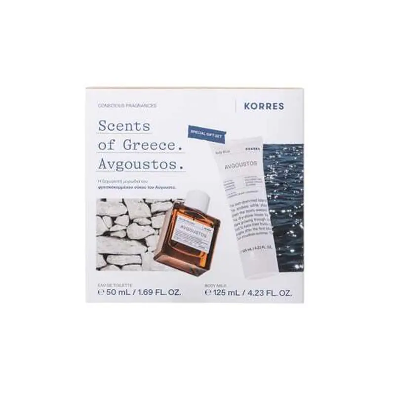 Korres Scents of Greece, Fragrance Set Avgoustos, Eau de Toilette 50ml & Body Milk 125ml
