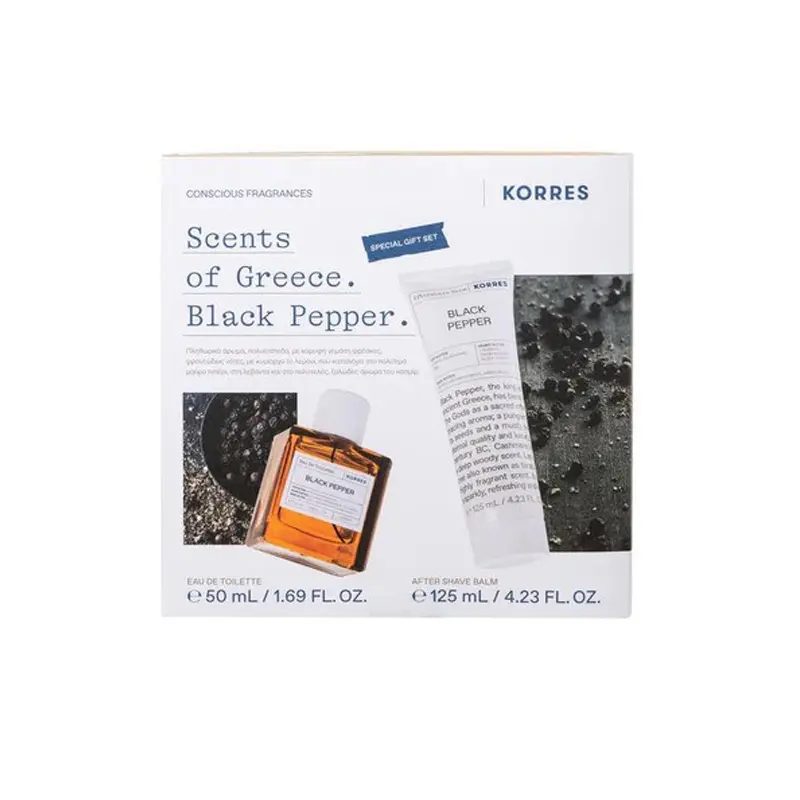Korres Scents of Greece, Fragrance Set Black Pepper, Eau de Toilette 50ml & After Shave 125ml