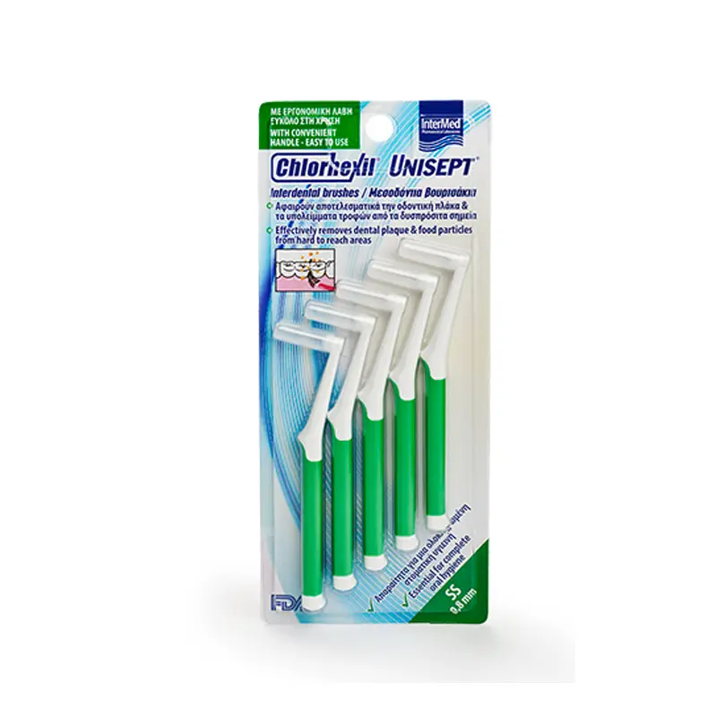 Chlorhexil Interdental Brush 0,8mm, Μεσοδόντια Βουρτσάκια για τον ολοκληρωμένο καθαρισμό της στοματικής κοιλότητας, 5 τεμάχια