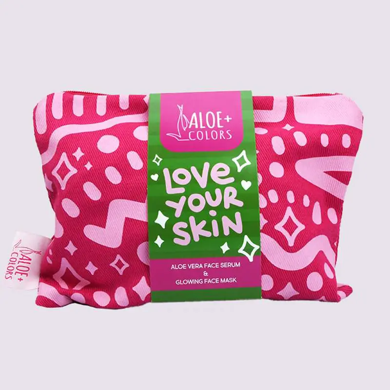 Aloe Colors Love Your Skin, Aloe Vera Serum 100ml & Face Mask Glowing 55ml & Νεσεσέρ