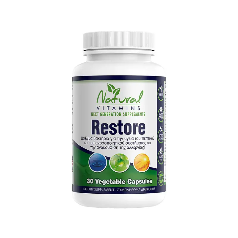 Natural Vitamins Restore, Πολλαπλό Σύμπλεγμα Προβιοτικών, 30 κάψουλες μέγιστης απορρόφησης
