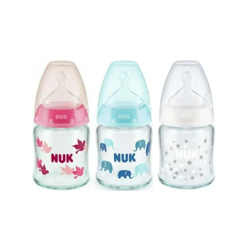 Nuk Μπιμπερό Γυάλινο First Choice+, κατά των κολικών, με θηλή Σιλικόνης 0-6 μηνών, 120ml
