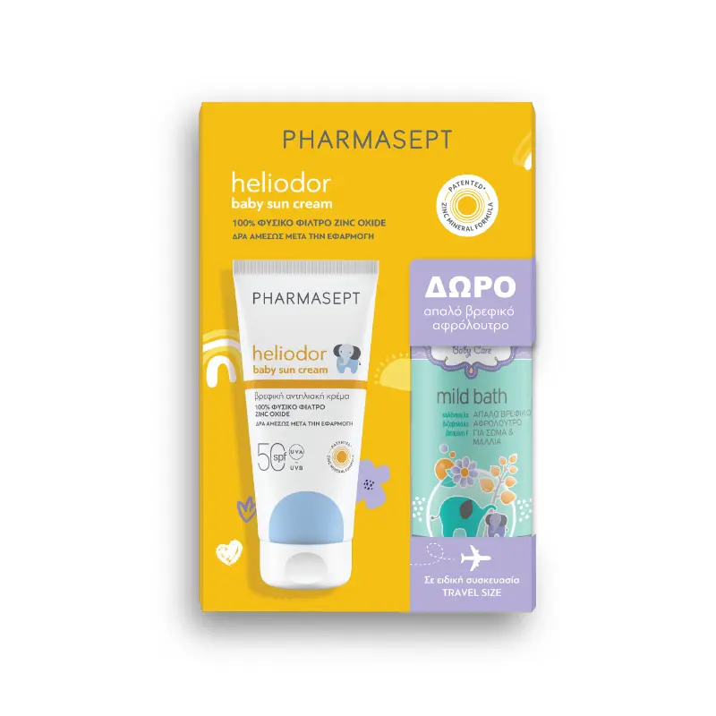 Pharmasept Heliodor Promo Baby Sun Cream spf50, 100ml & ΔΩΡΟ Mild Bath 100ml