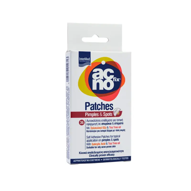 Acnofix Patches Pimples & Spots, Αυτοκόλλητα επιθέματα για τοπική εφαρμογή σε σπυράκια και στίγματα για τη λιπαρή με τάση ακμής επιδερμίδα, 36 τεμάχια