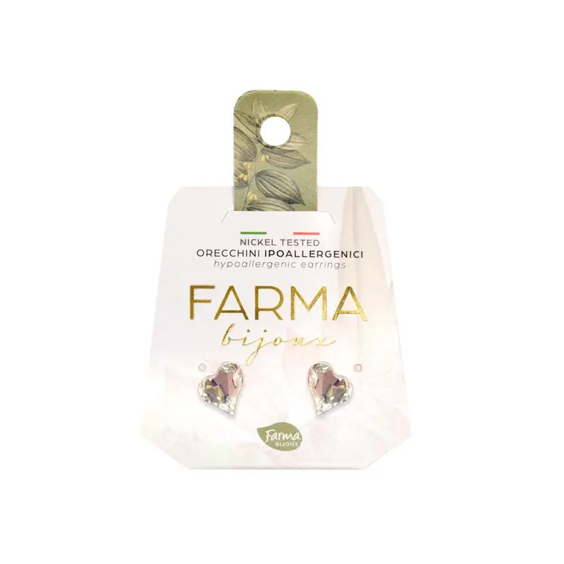 Farma Bijoux 174C01, Υποαλλεργικά Σκουλαρίκια Κρύσταλλα Καρδιά 7,3mm, 1 ζευγάρι