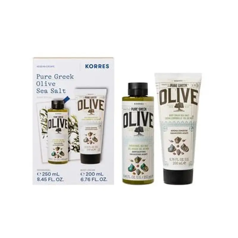 Korres Σετ Pure Greek Olive Θαλασσινό Aλάτι Αφρόλουτρο, 250ml & Eνυδατικό Γαλάκτωμα Σώματος, 200ml