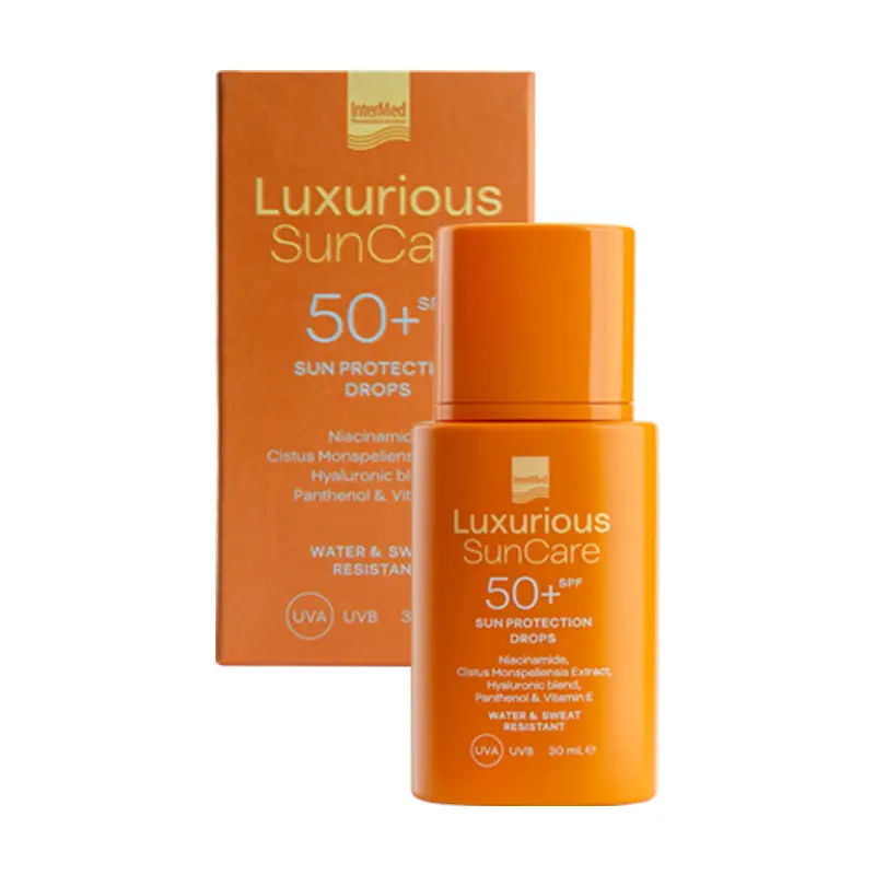 Luxurious SunCare Sun Protection Spray spf50+,Λεπτόρευστο αντηλιακό γαλάκτωμα προσώπου με ενισχυμένο συνδυασμό φωτοσταθερών φίλτρων, 30ml