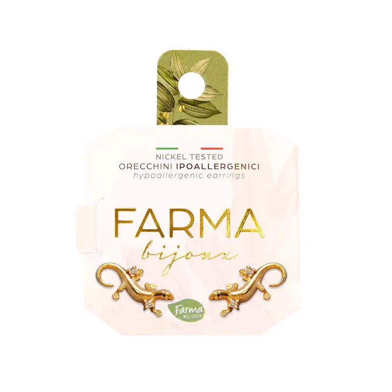 Farma Bijoux BEG 010, Υποαλλεργικά Σκουλαρίκια Χρυσό Ερπετό, 1 ζευγάρι