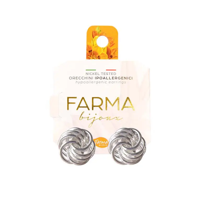 Farma Bijoux BEG 012, Υποαλλεργικά Σκουλαρίκια Φωλιά Ασημί 15mm, 1 ζευγάρι