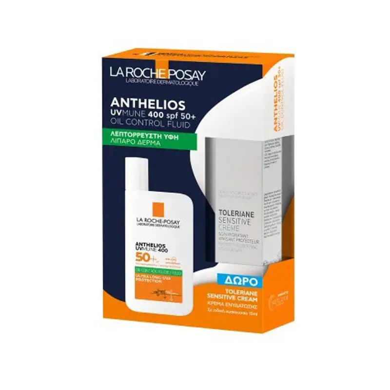 La Roche-Posay Anthelios UVMUNE 400 Oil Control Fluid SPF50+ προσώπου για λιπαρό δέρμα, 50ml & ΔΩΡΟ κρέμα Toleriane sensitive, 15ml